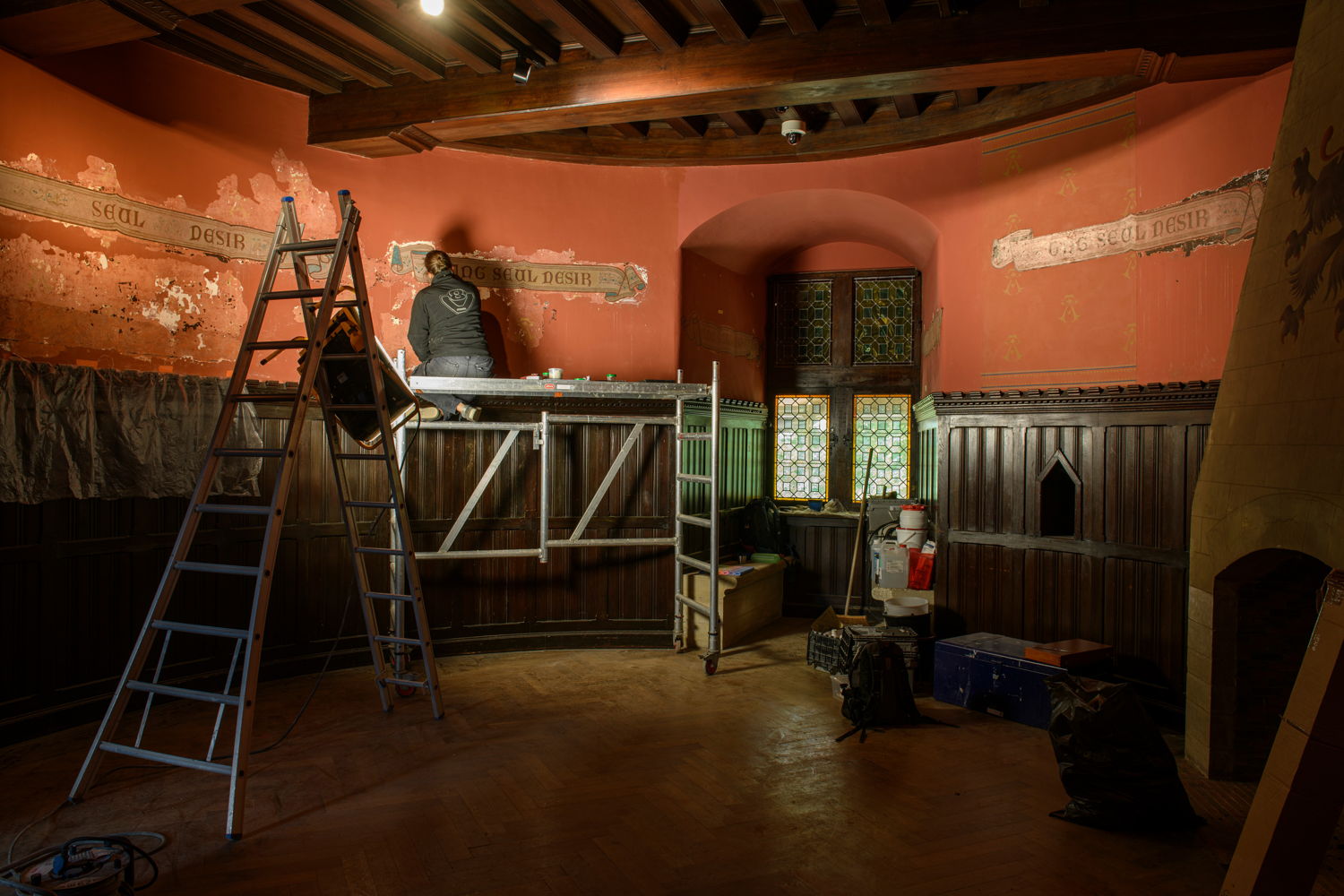 Restauratie wandschildering Egmondkamer, © Jo Exelmans, oktober, 2021