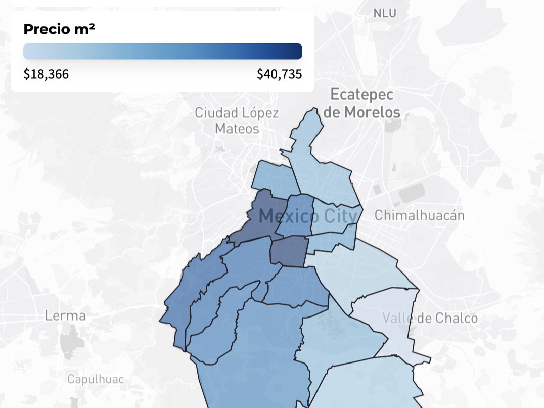 Flat.mx presenta su nuevo mapa interactivo de precios inmobiliarios para explorar la Ciudad de México