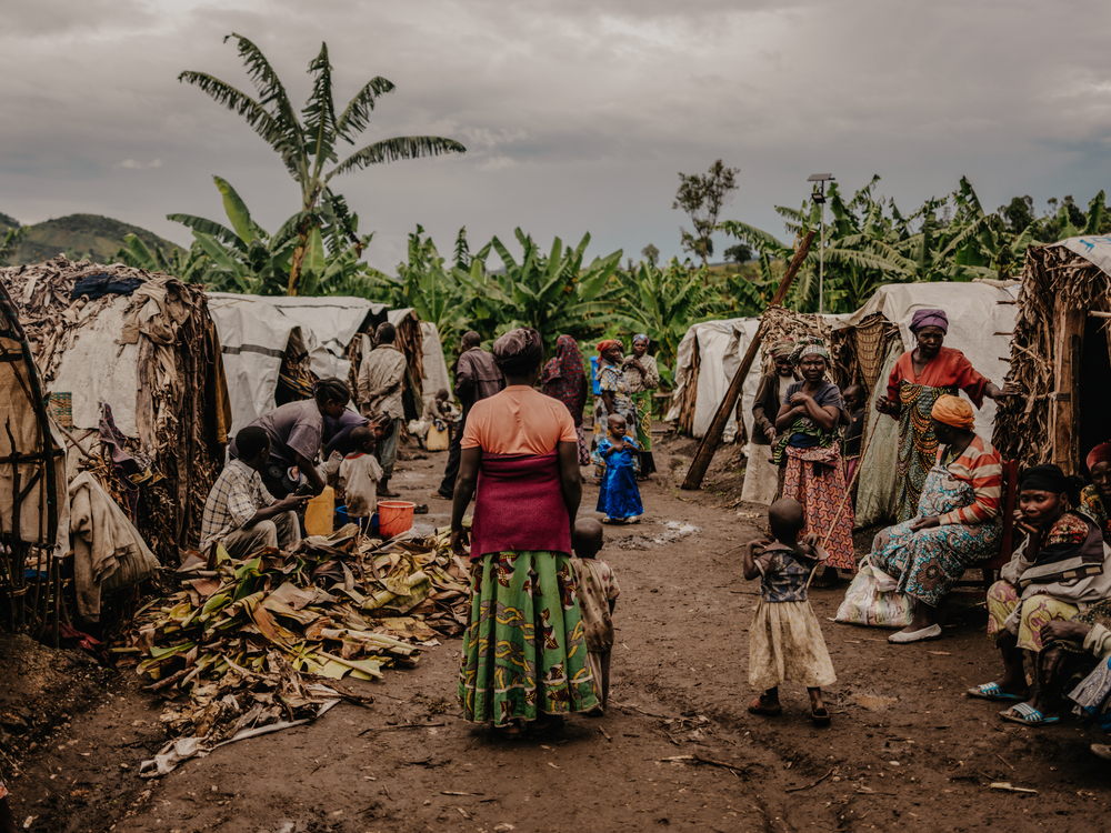 View of Bugeri site for displaced people in the Minova health zone, South Kivu province, in eastern DRC. Photographer: Hugh Cunningham| Location: DRC | Date: 03/04/2024