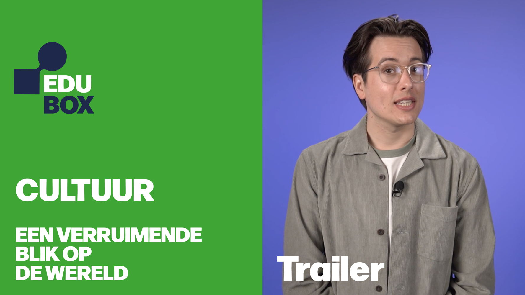 Klara-presentator Sander De Keere gidst jongeren door de EDUbox en laat hen proeven van de verschillende facetten van cultuur.