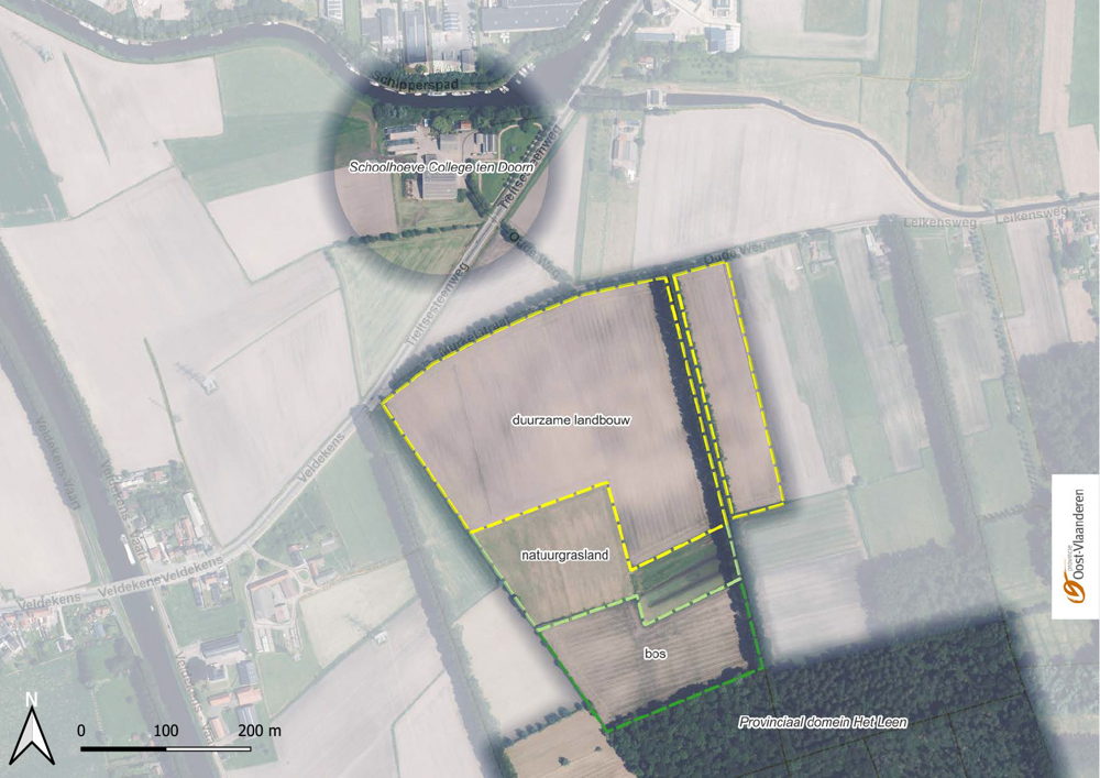 kaart met locatie aangekochte gronden