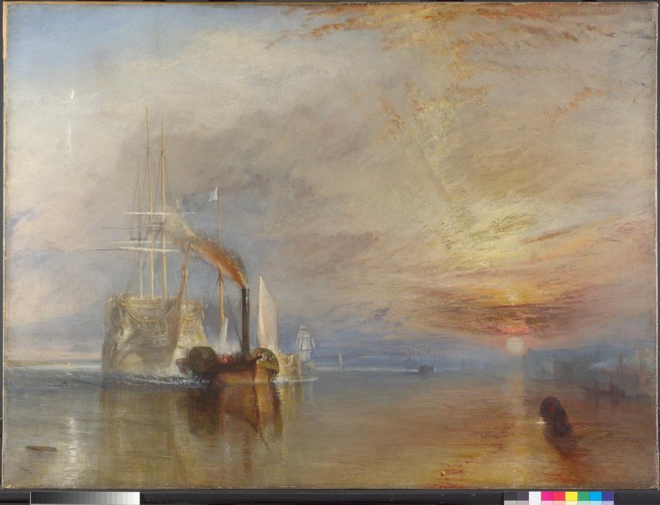 “The Fighting Temeraire tugged to her last berth to be broken up, 1838”, 1839. JMW Turner. AKG1557245