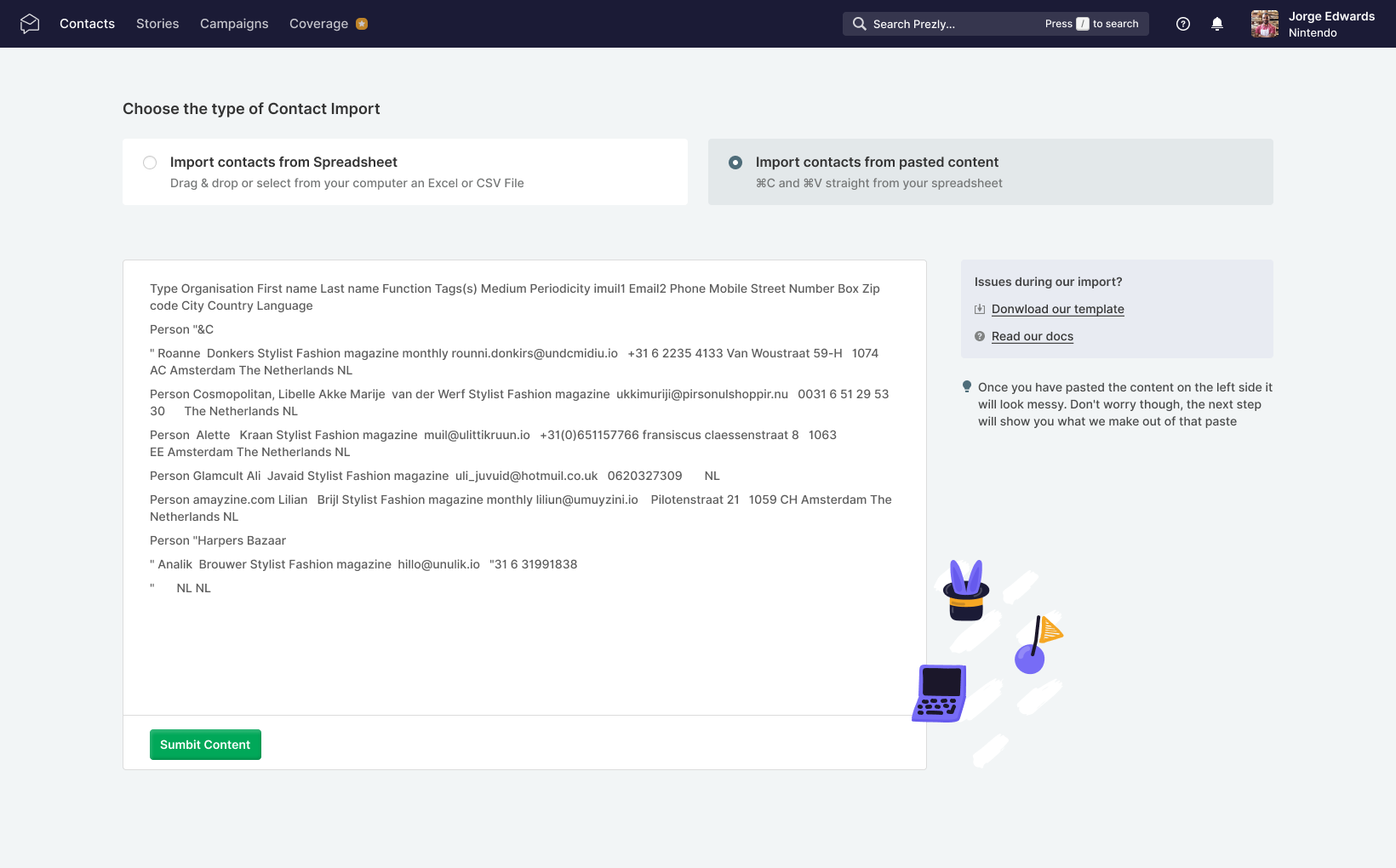 Importing Contacts Into Prezly Help Section