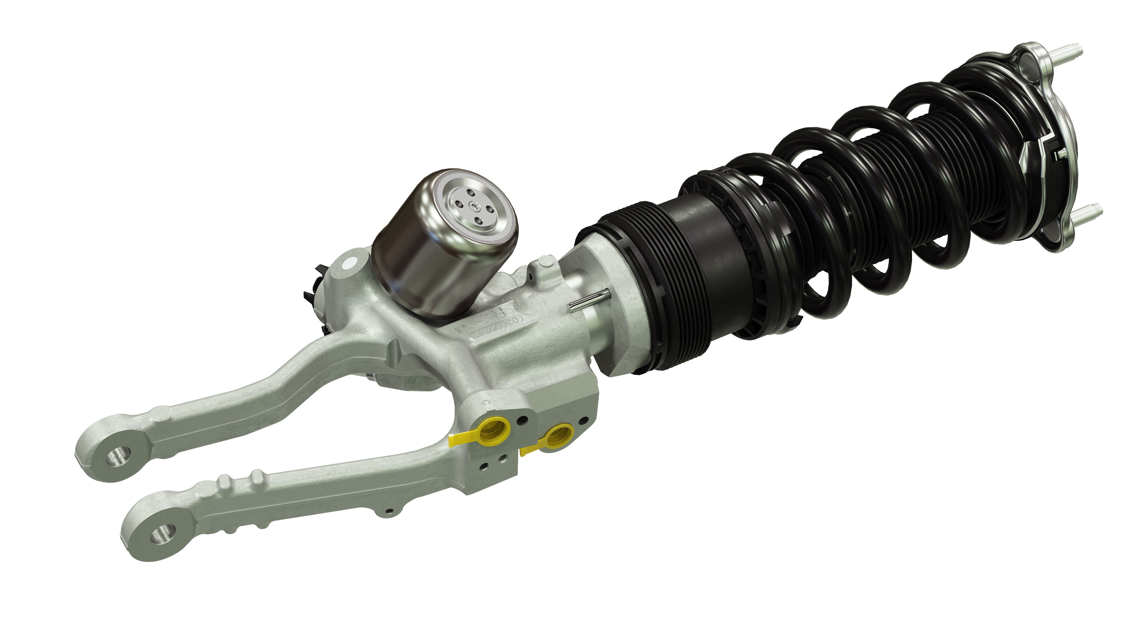 The CVSA2/Kinetic suspension combines all the benefits of CVSA2 technology with an innovative, active roll control system that reduces vehicle weight by eliminating the need for anti-roll bars. Together the systems provide exceptional traction, steering response, brake balance and comfort as well as front lifting functionality for increased ground clearance.