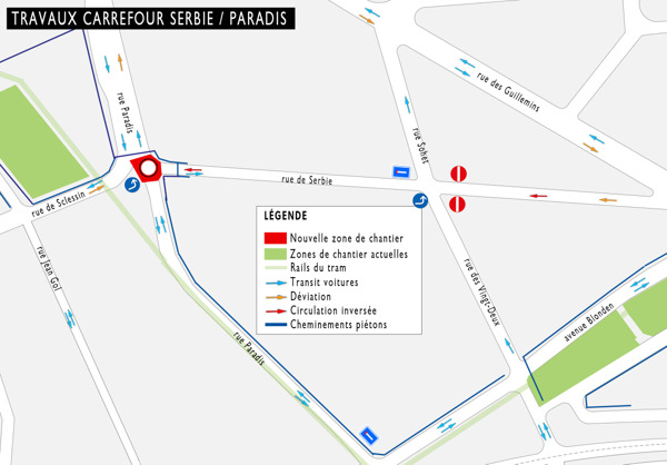 Preview: Tram de Liège: Travaux de voirie carrefour rue de Serbie et rue Paradis