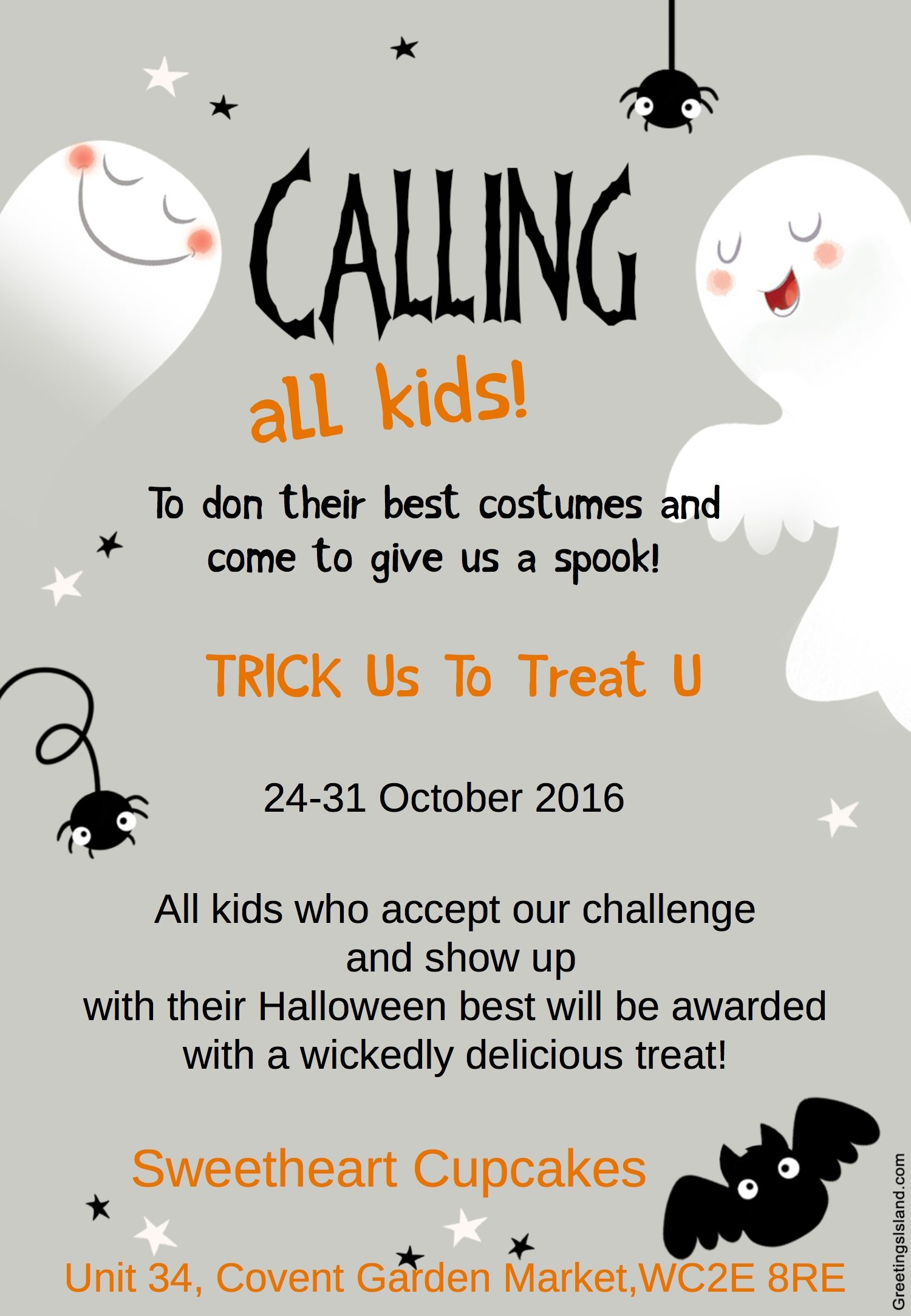 "Trick Us to Treat U" at Sweetheart Cupcakes, Covent Garden's new arrival.