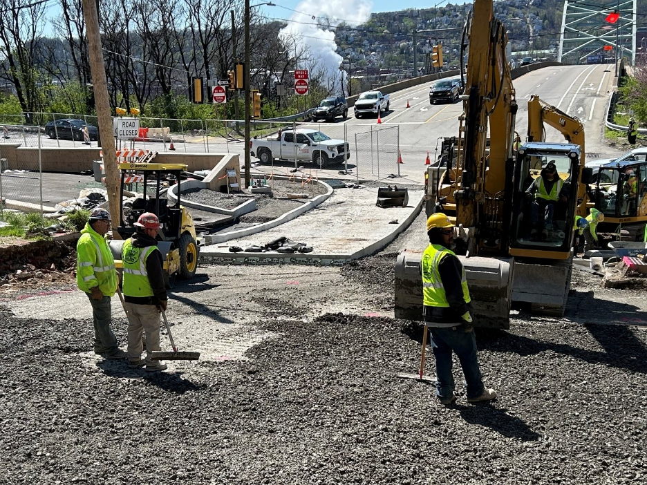 New roadway being installed on Kirkpatrick Street across from the Birmingham Bridge New roadway being installed on Kirkpatrick Street across from the Birmingham Bridge