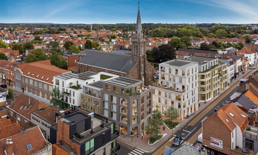 'Plein Publiek', de nieuwe buurt op de hoek van de Doorniksewijk met de Boerderijstraat.