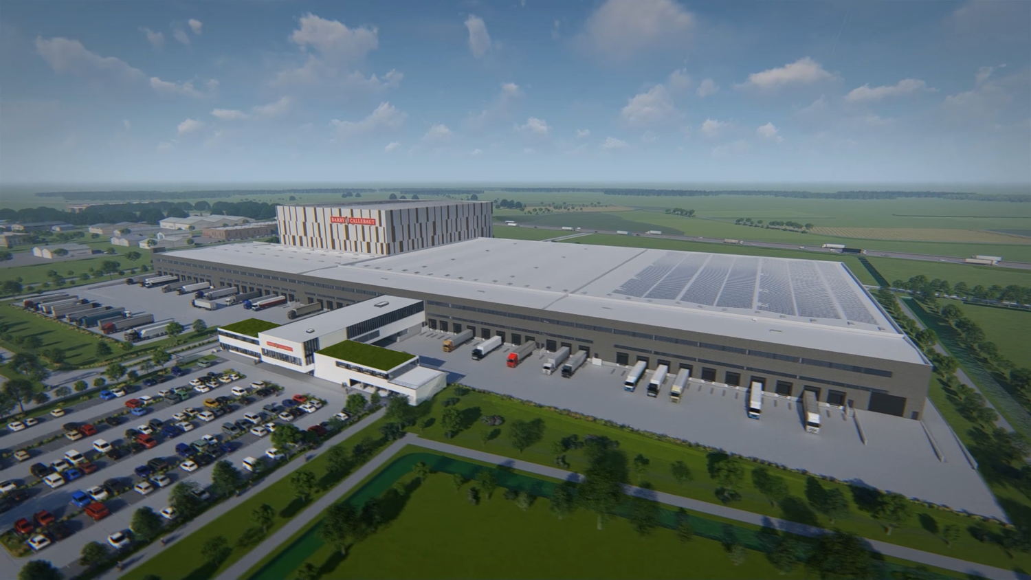 3D model render image of Barry Callebaut's Global Distribution Center
