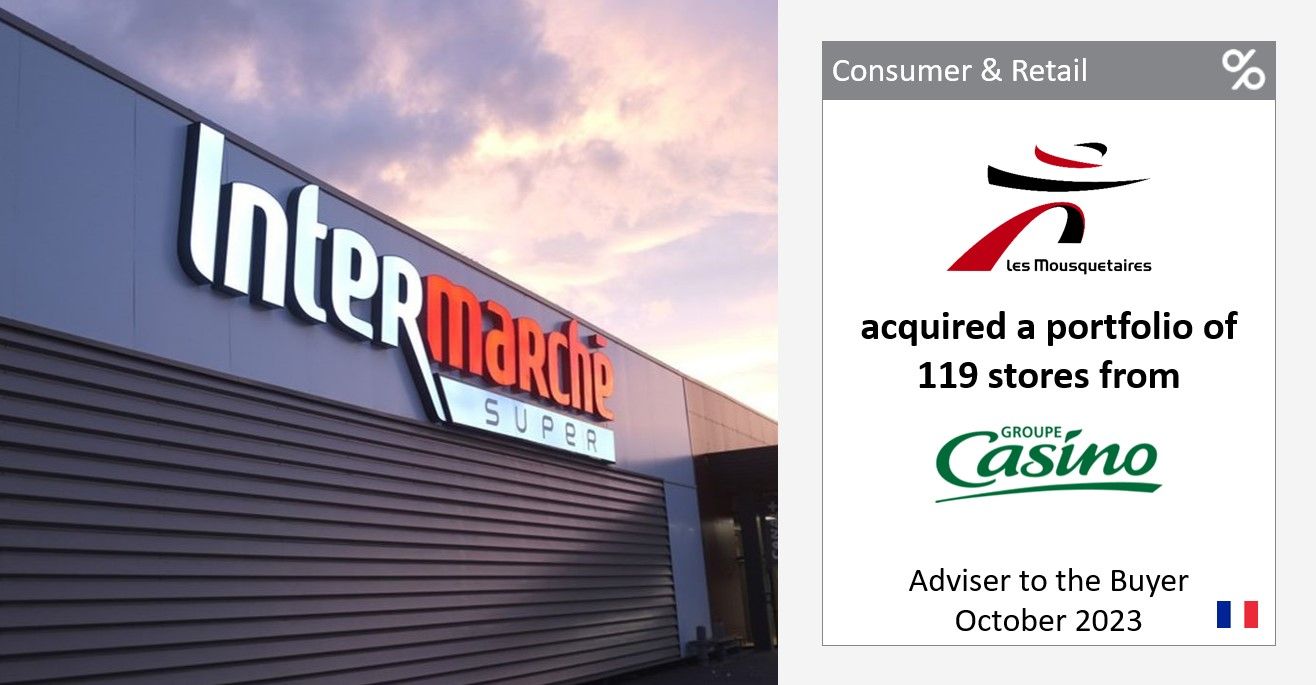 Degroof Petercam Investment Banking est intervenu comme conseil financier auprès du Groupement Les Mousquetaires (Intermarché) dans l’acquisition d’un portefeuille de points de vente du groupe Casino.