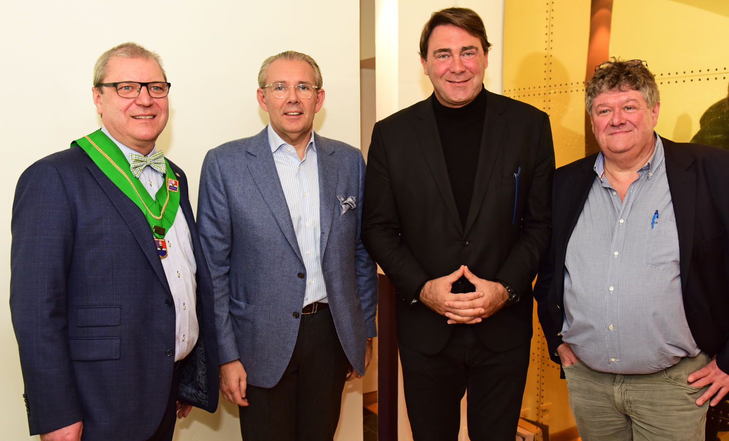 d.g.à.d.: Robert Van Landeghem, Peter Goossens, ministre Denis Ducarme & Eric Fernez