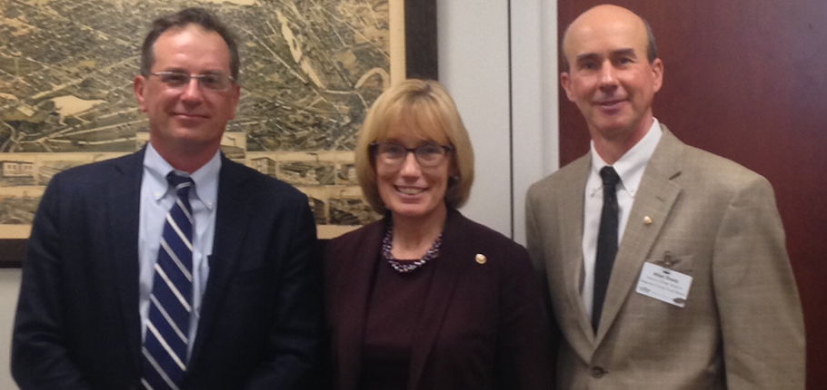 Roger Noonan (left) and Allan Reetz join New Hampshire Senator Maggie Hassan for dicussions of food security.