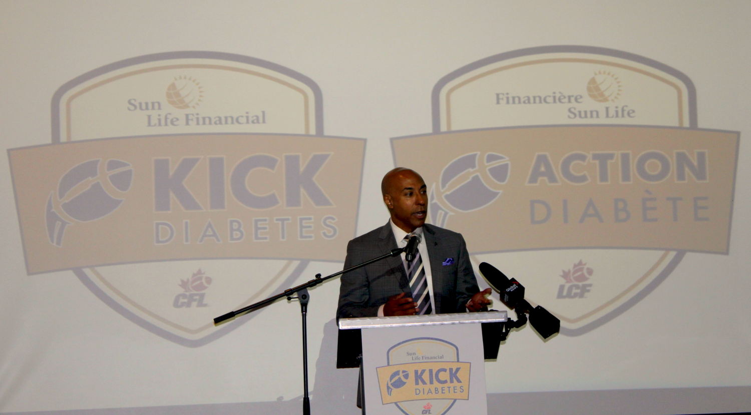 Le commissaire Jeffrey L. Orridge prend la parole lors de la conférence de presse de lancement du programme #ActionDiabète de la Financière Sun Life.