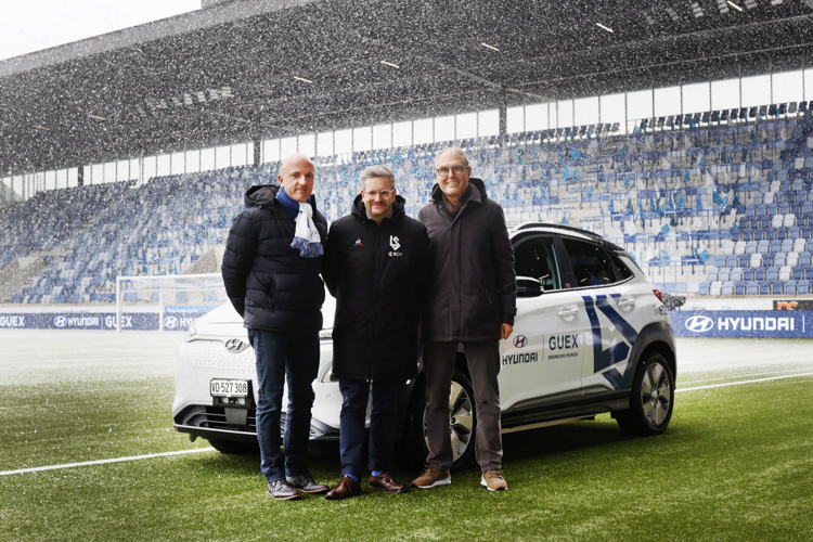 v.l.n.r: Bertrand Pellet (Directeur, Garage Guex), Vincent Steinmann (Vice-Président, Directeur FC Lausanne-Sport), Daniel Guex (Propriétaire Garage Guex)