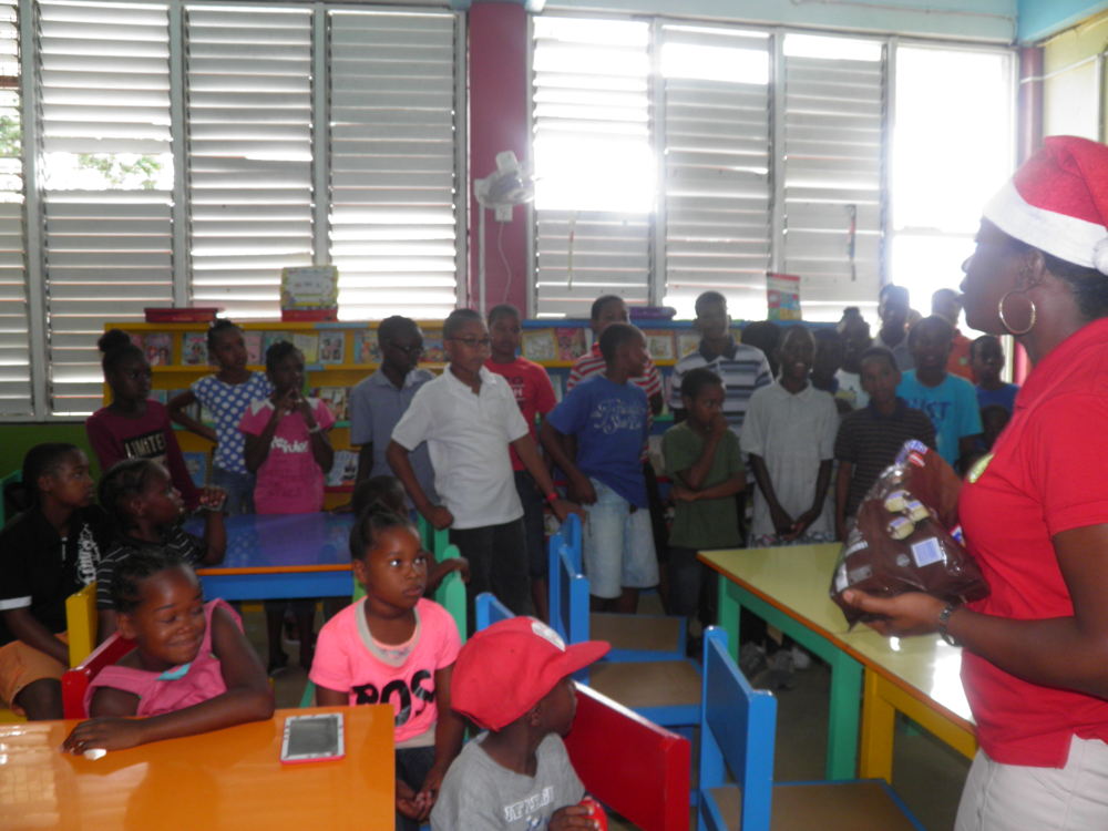 Schools students during the Toy Drive to Dominica.