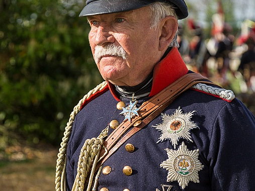 Der Held der preußischen Armee, Generalfeldmarschall Blücher, dargestellt von dem Deutschen Klaus Beckert