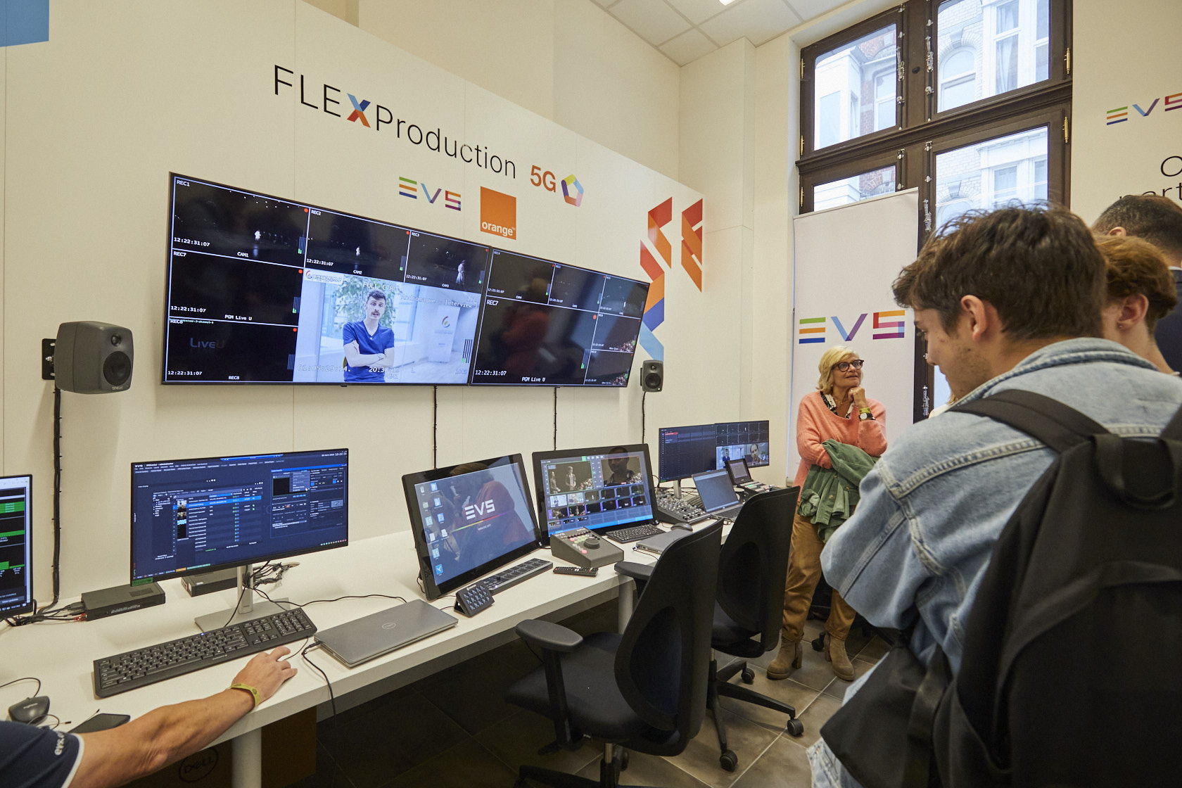 The control room at La Grand Poste in Liège, where EVS production teams broadcast the play "Andromaque"