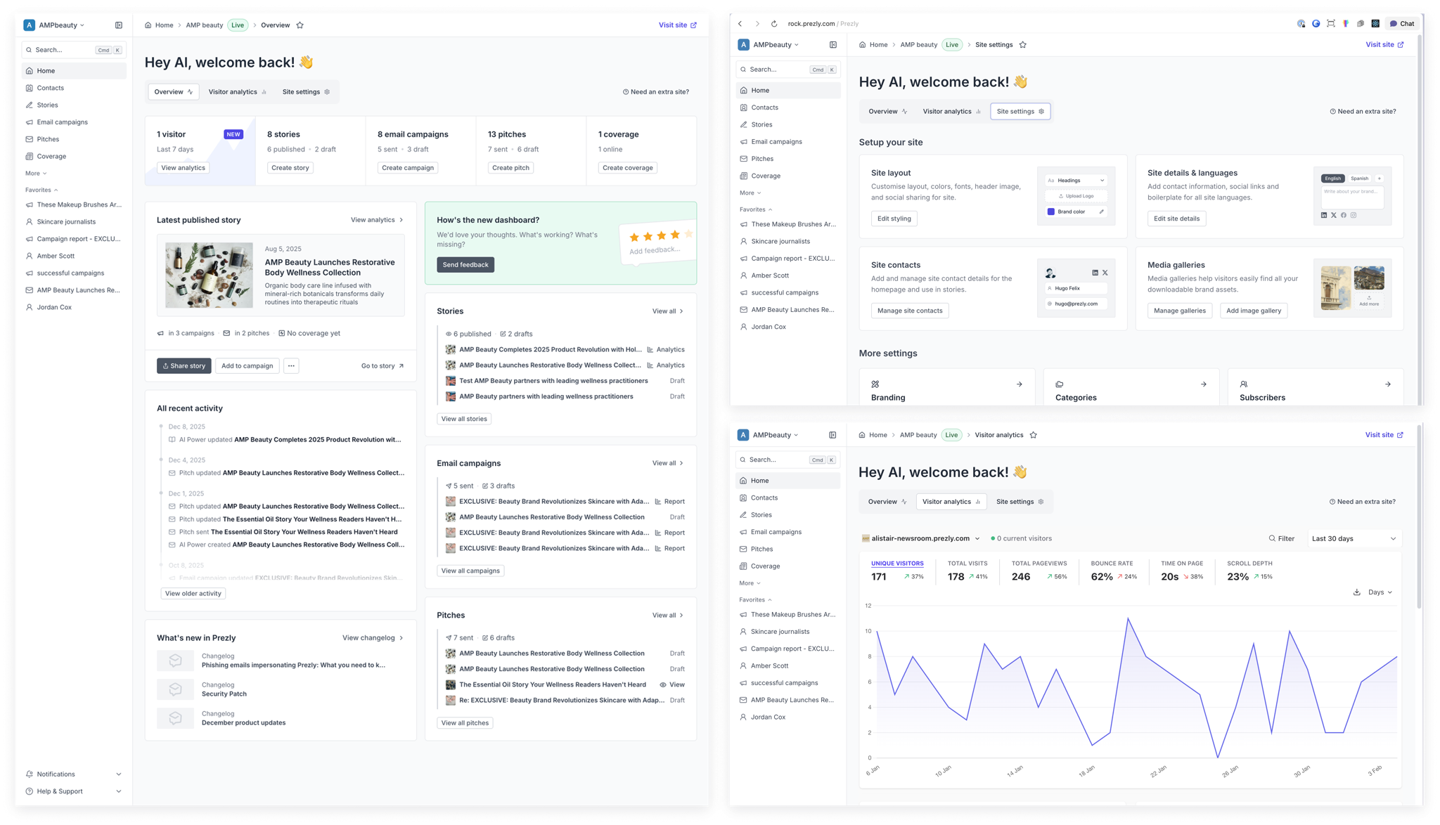 Overview of the three dashboard tabs for the single site home dashboard Overview of the three dashboard tabs for the single site home dashboard