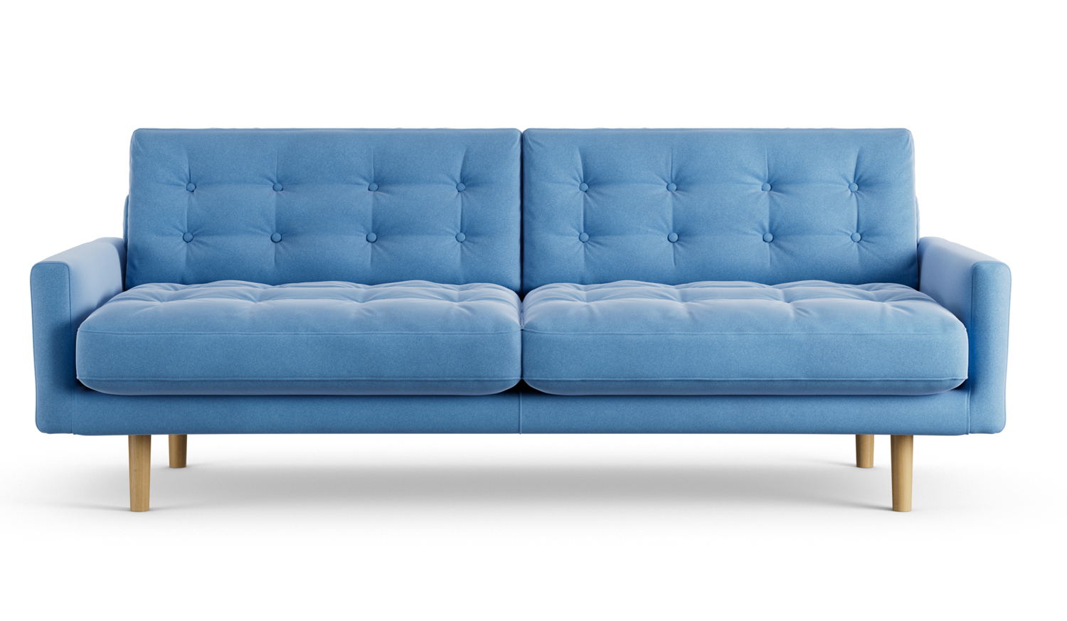 Habitat Fenner 3 Seater Velvet Sky Blue Ash Leg, 6794987
