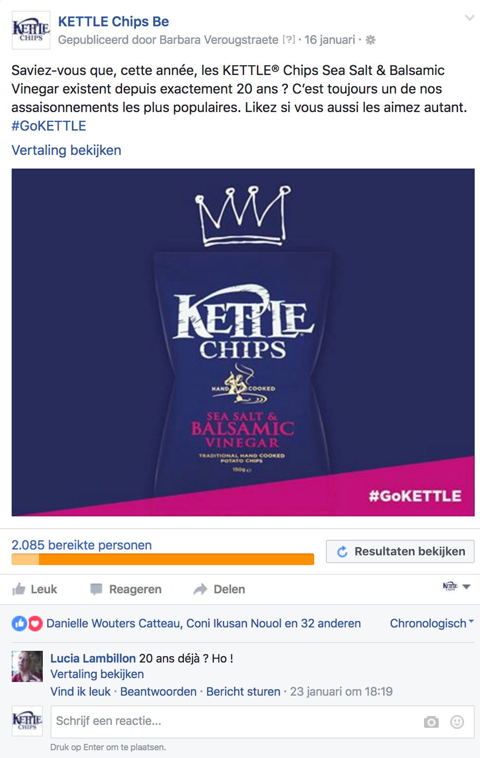 KETTLE® Chips_Page Facebook belge