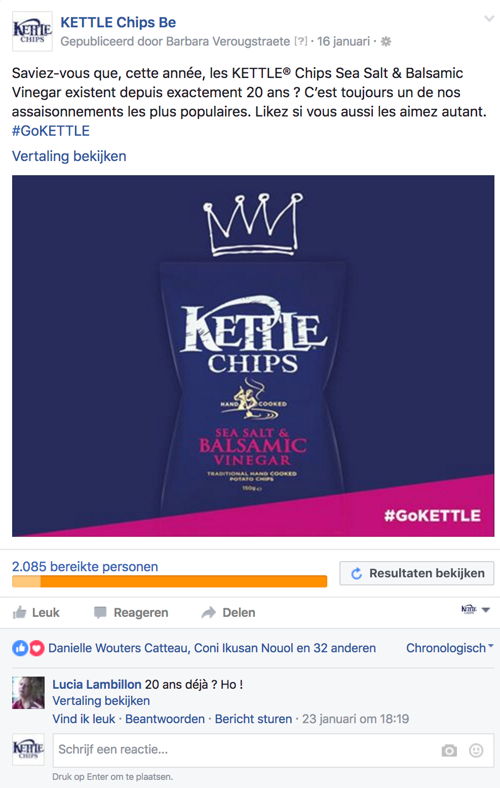 KETTLE® Chips_Page Facebook belge
