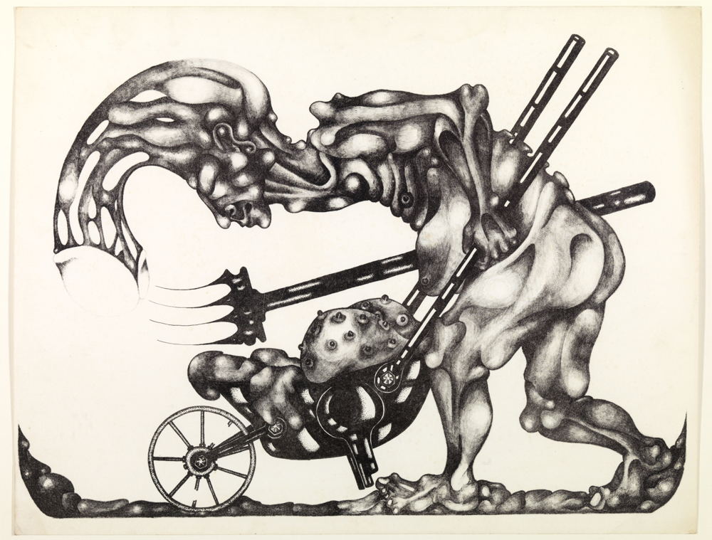 Felix De Rooy, 'Carry On', 1972, drukinkt op papier, collectie Stedelijk Museum Schiedam