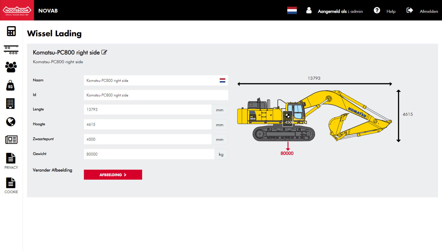 NoVAB 3.0 Aslast berekening - ladingen
