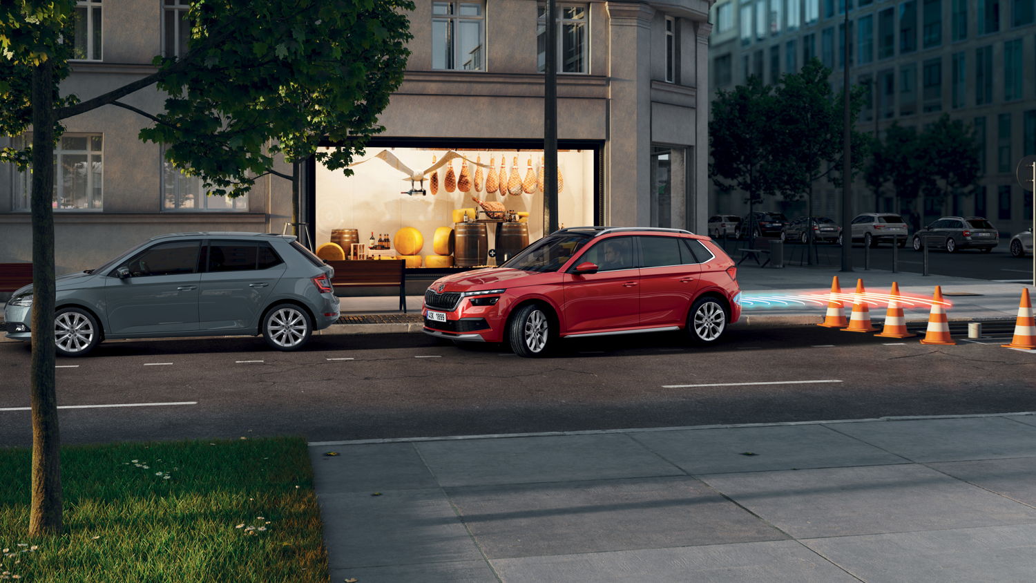 The rearview camera is very popular in the two ŠKODA
compact models, with 45.0% of customers ordering it for
the SCALA and 59.1% for the KAMIQ. The parking
assistant, which is also available as an option for both
compact models, makes automatic parking even more
comfortable.