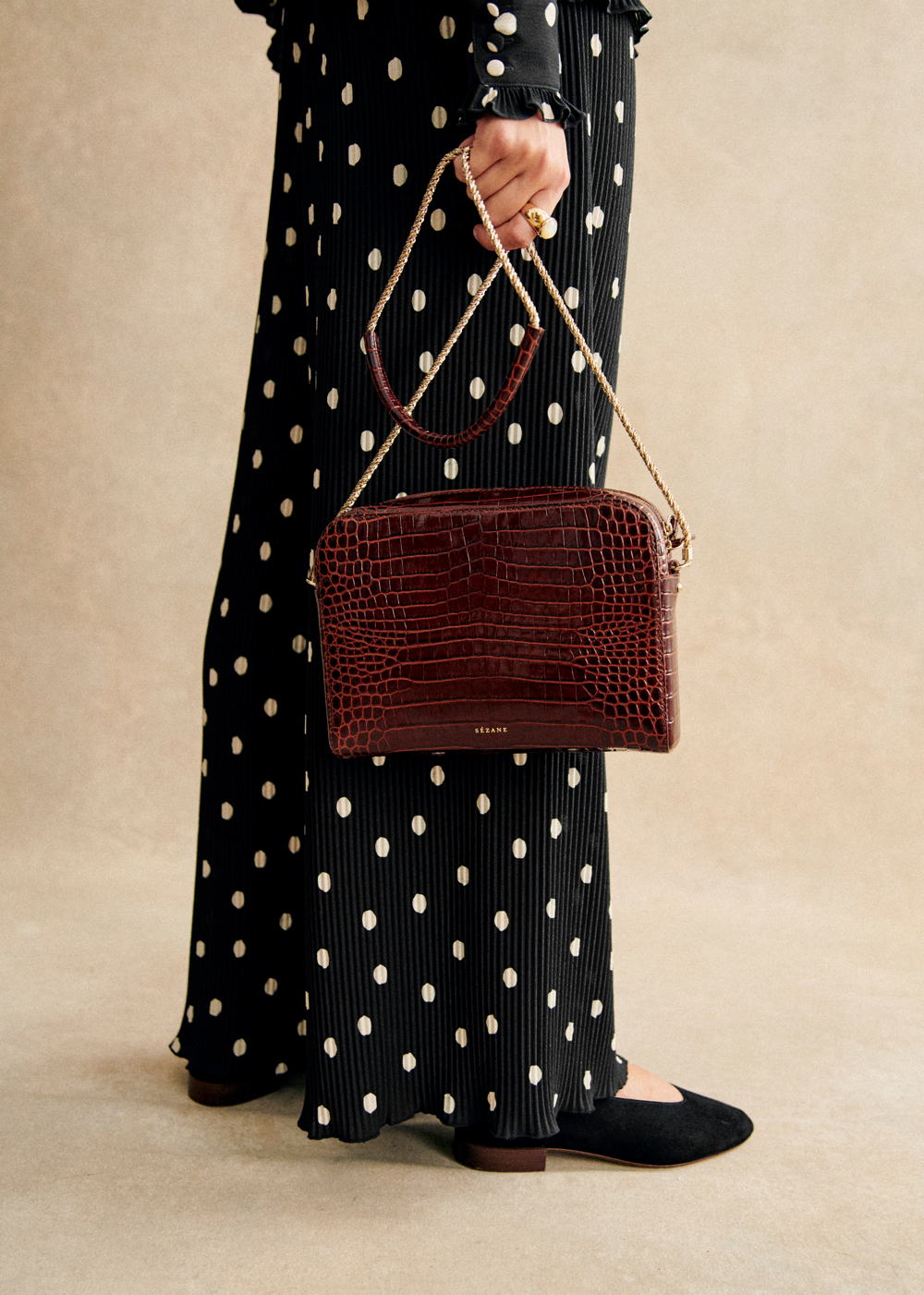 Sézane - Sac ABEL Choco Croco