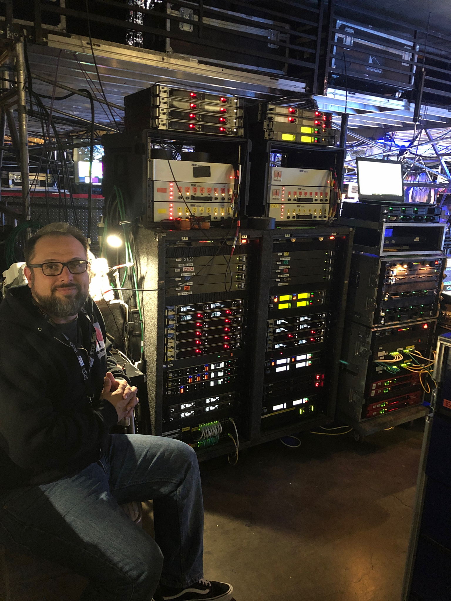 Stephen Vaughn, Coordinator for Soundtronics Wireless, ensured that all the wireless microphones and in-ear monitors worked in harmony for the duration of the GRAMMY Awards Stephen Vaughn, Coordinator for Soundtronics Wireless, ensured that all the wireless microphones and in-ear monitors worked in harmony for the duration of the GRAMMY Awards