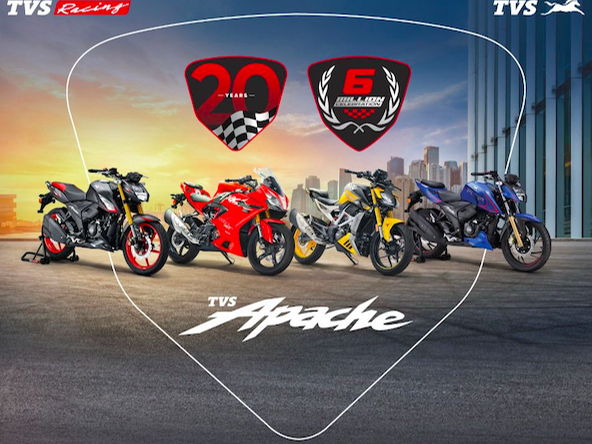 TVS APACHE ALCANZA LOS 6 MILLONES DE UNIDADES CON 20 AÑOS DE LEGADO EN COMPETENCIAS. 