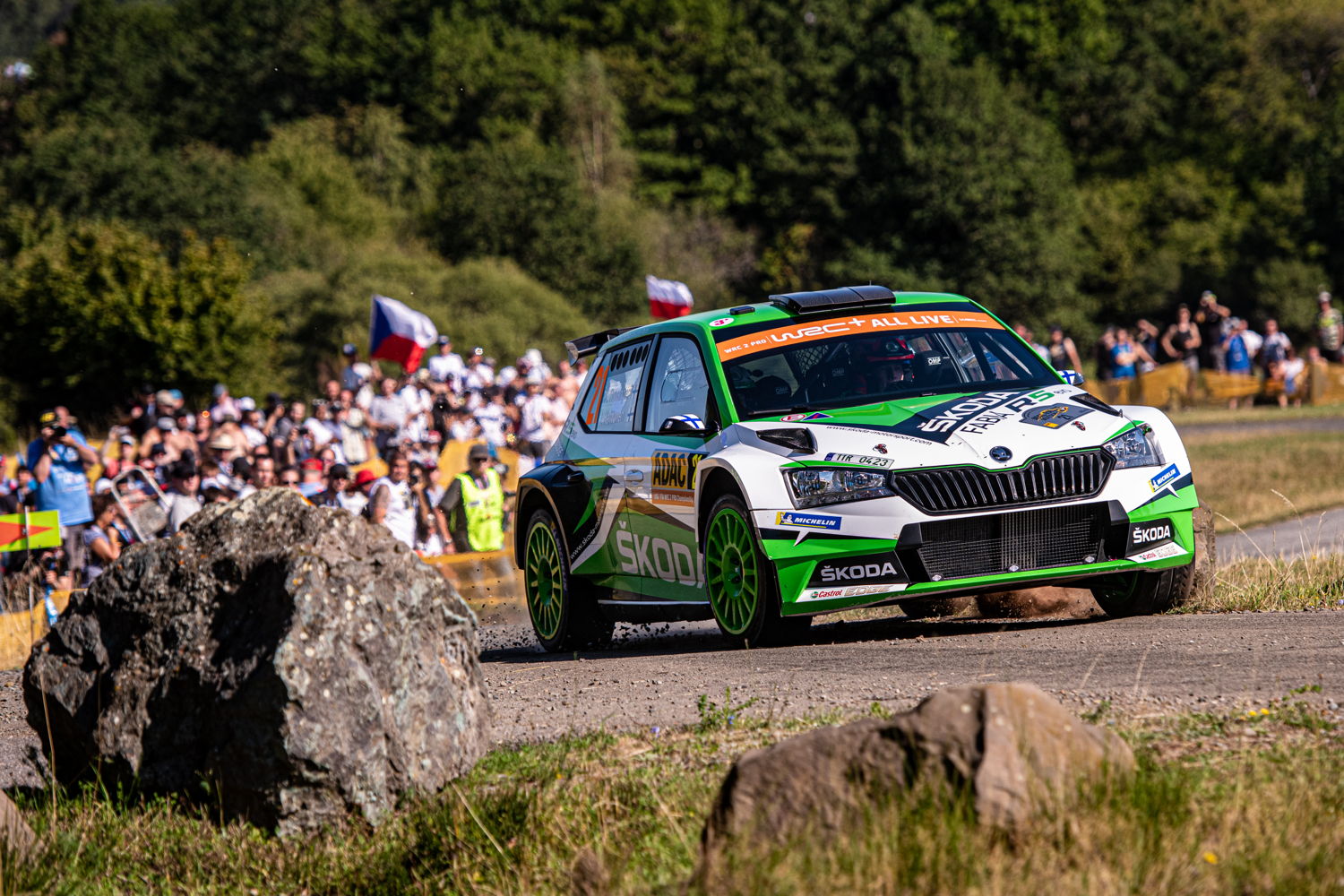 Kalle Rovanperä/Jonne Halttunen drove their ŠKODA FABIA R5 evo to third position in the WRC 2 Pro category and increased the lead in the championship standings
