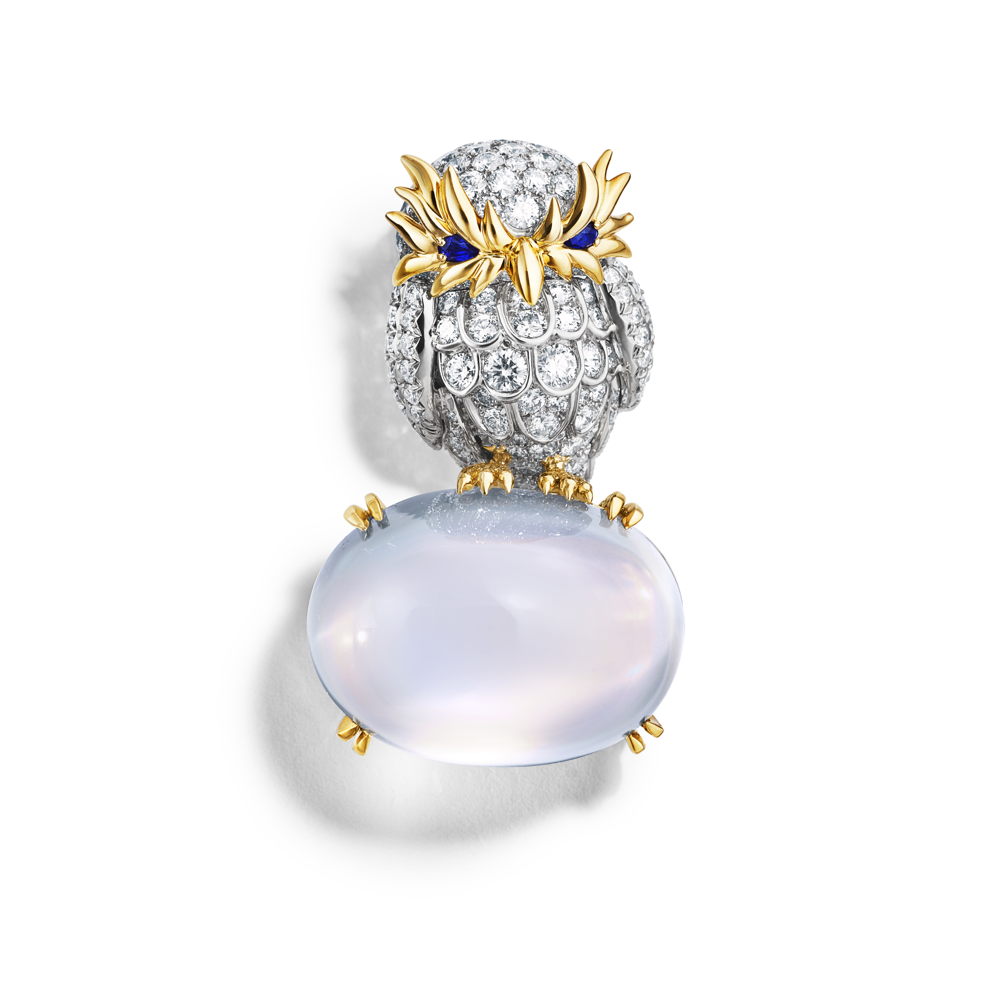 Tiffany & Co. - Owl on a Rock Moonstone Brooch