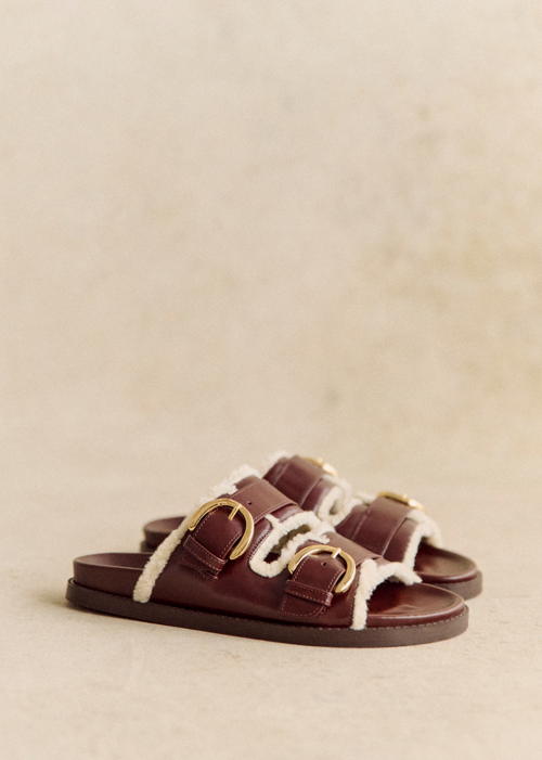 Sézane - Mules LOW LENNY Chocolat lisse fourre - 175€