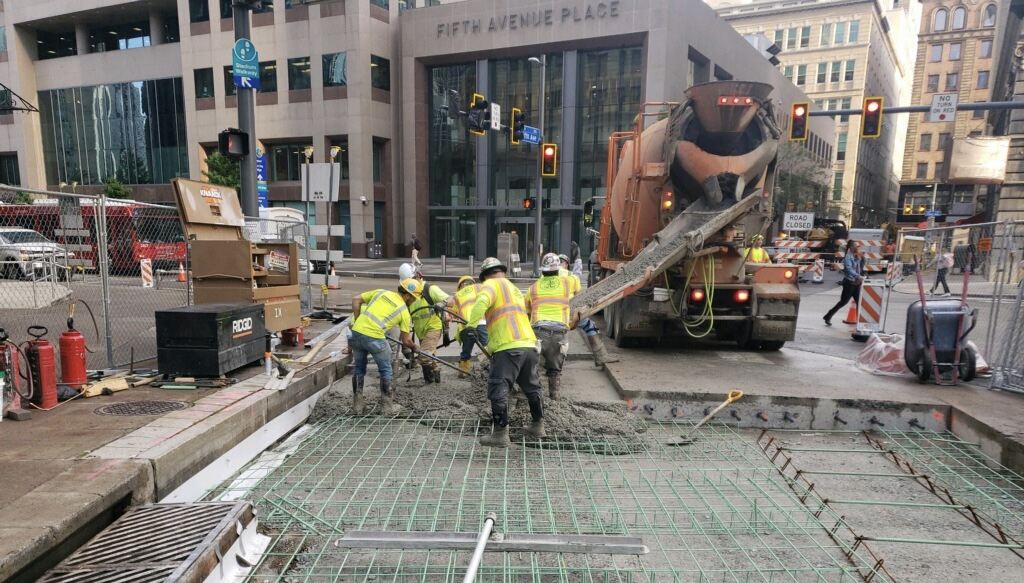 PRT contractor pouring concrete roadway