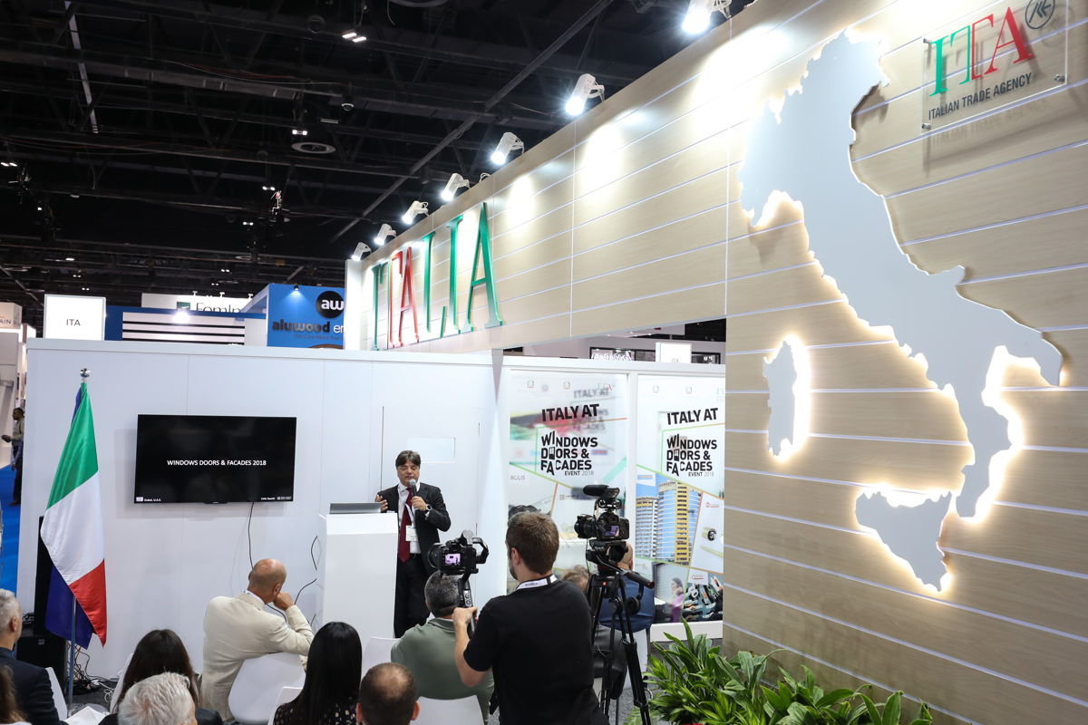 Gianpaolo Bruno, Director of the Italian trade Agency (ICE) in the UAE, Oman and Pakistan, speaking from the WDF’s Italian Pavilion