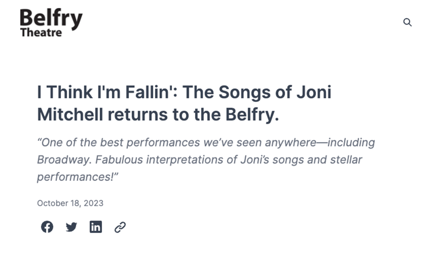 I Think I’m Fallin’: The Songs of Joni Mitchell announces dates