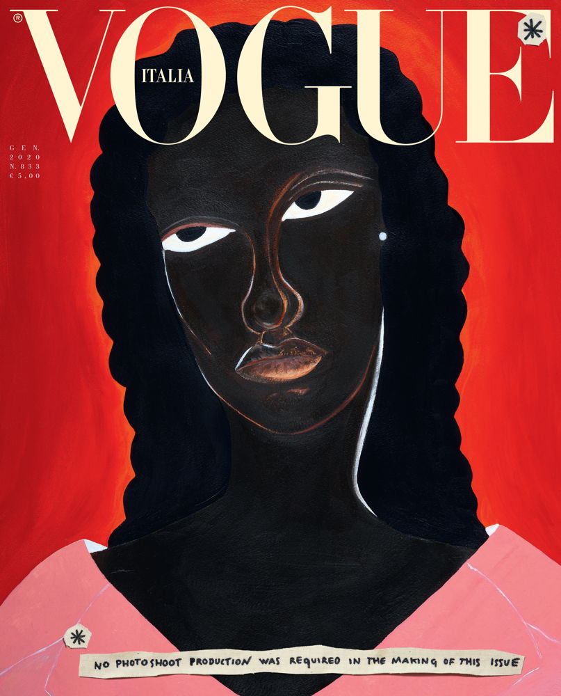 Delphine Desane, cover image for Vogue Italia, January 2020, Model: Assa Baradji, © Photo: Laurence Prat. Condé Nast Italia 