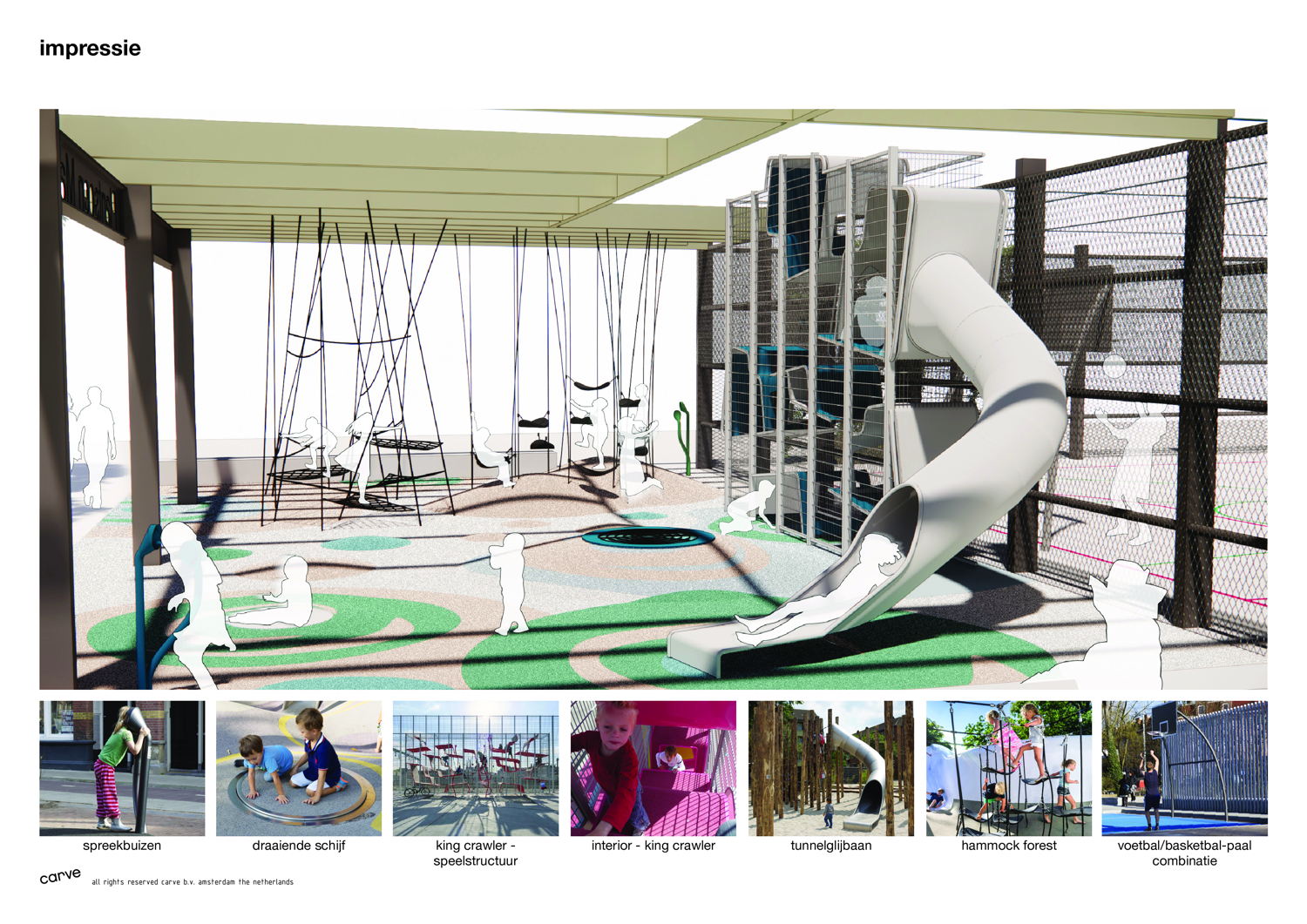 Ontwerp speelstructuur Bloemstraat Borgerhout ©Carve