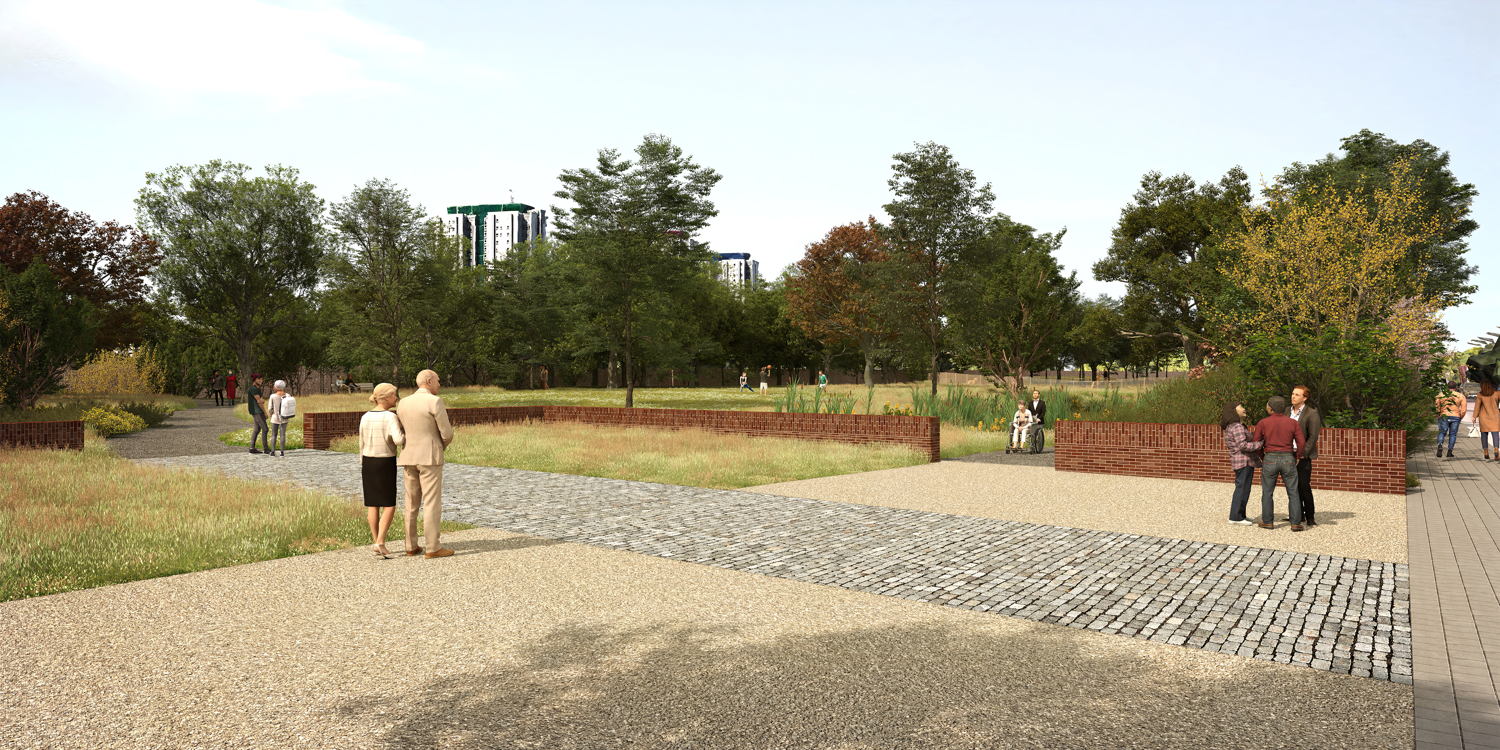 Toekomstbeeld Pomppark Zuid - toegang ©Sweco-Latz-Greisch-SWP