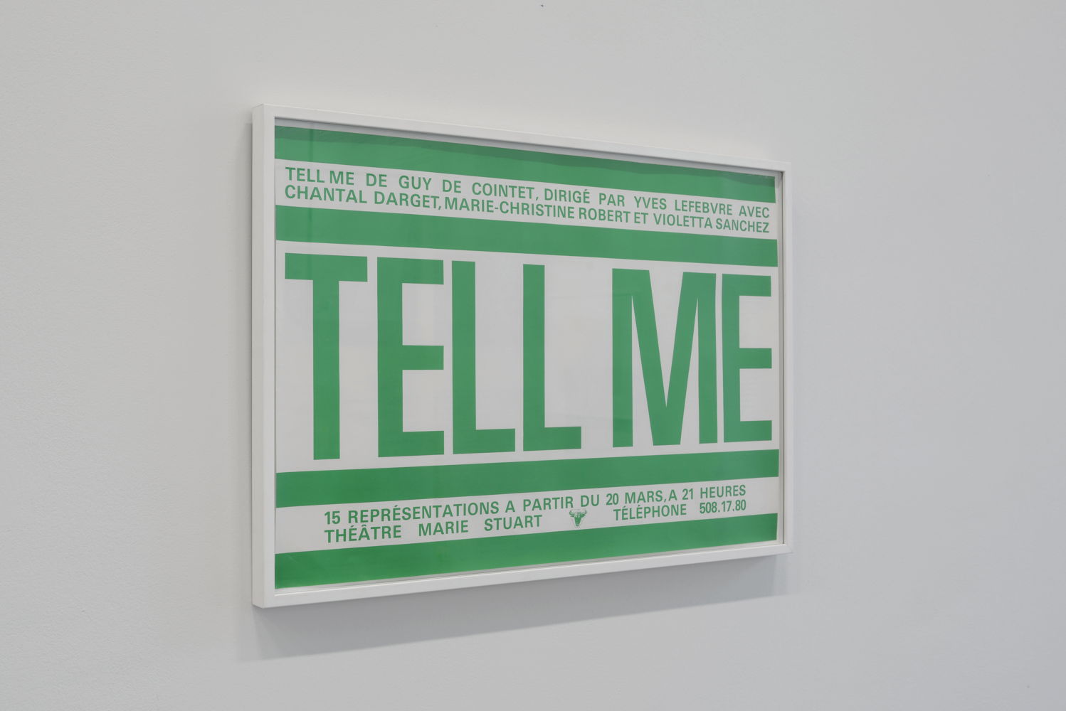 Affiche Tell Me, 1979 | Courtesy Centre Pompidou, Paris
Musée national d’art moderne / Centre de création
industrielle , foto (c) Isabelle Arthuis
