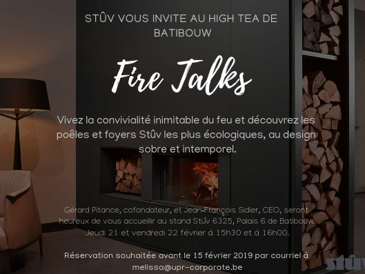 Stûv vous invite pour les Batibouw Fire Talks 2019