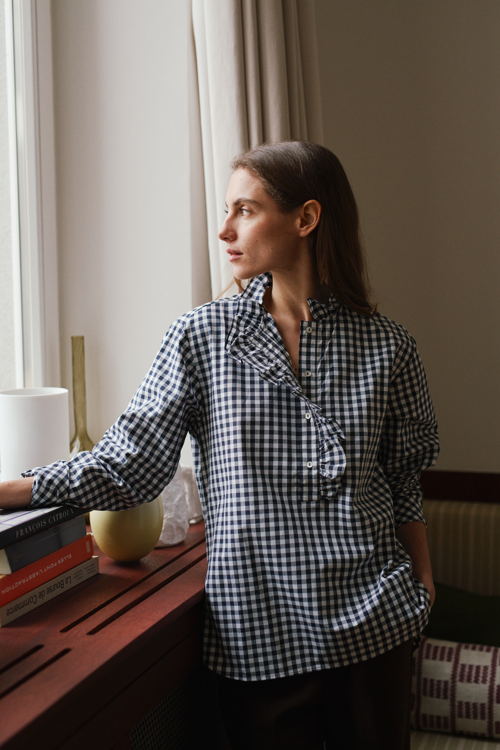 Mardi editions - SS23 - Blouse Clara Coton Vichy bleu marine - 155€