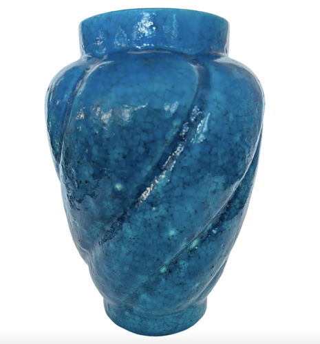 Turquoise Blue Faience Vase by Edmond Lachenal, France, circa 1930, $2,200