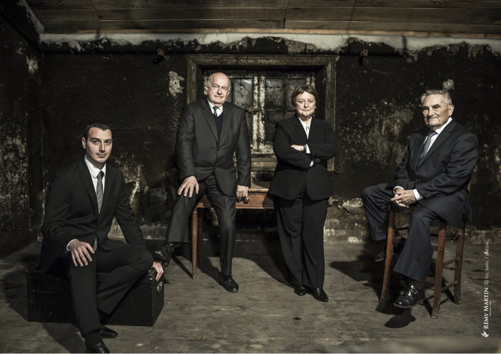 Baptiste Loiseau, Georges Clot, Pierrette Trichet y André Giraud