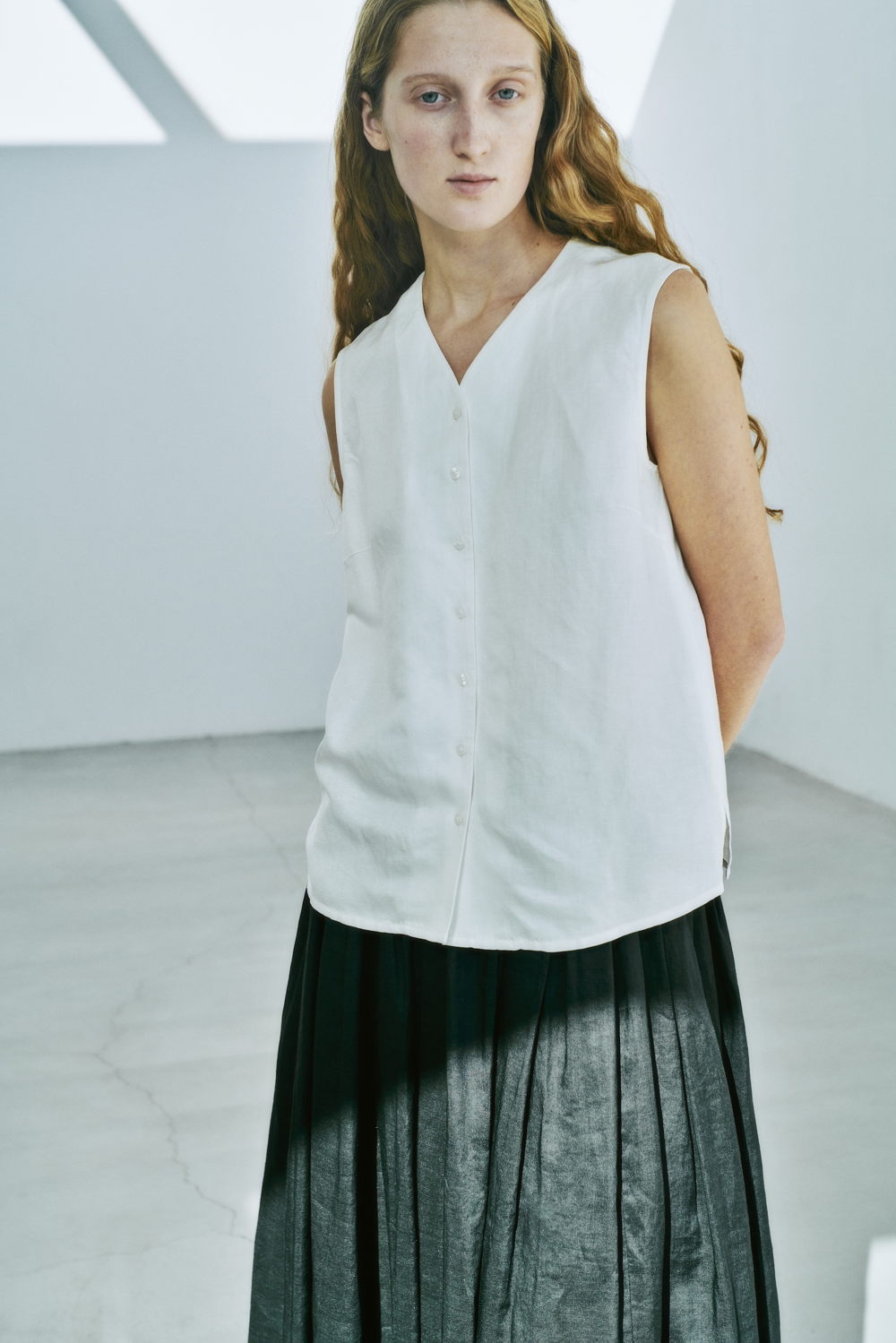 Ramie Fabric Tucked Skirt ($130.00)