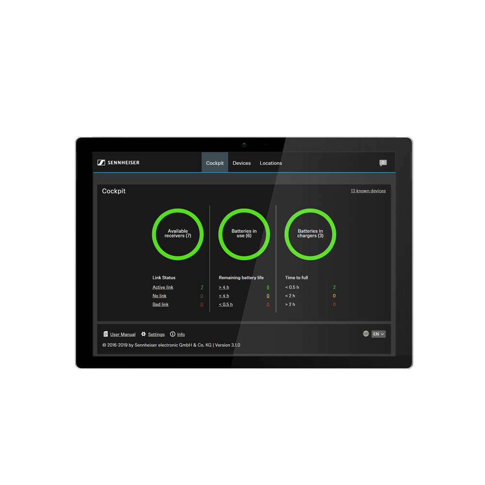 Sennheiser Control Cockpit is an ideal application for controlling and monitoring company or campus-wide installations. Version 3.1.0 is available now 