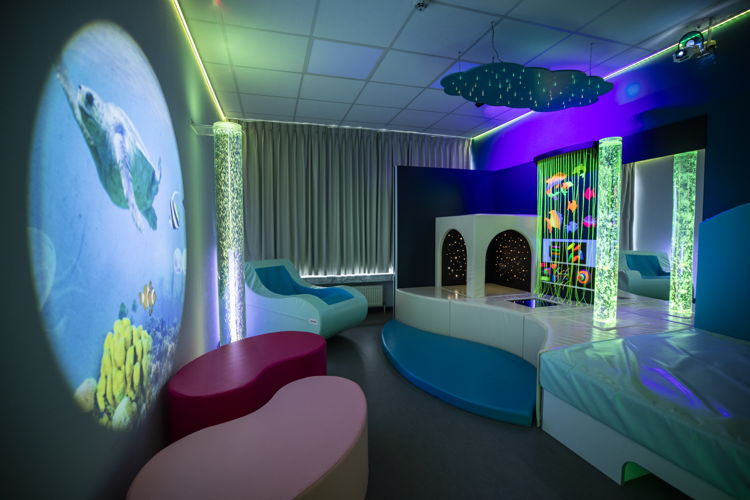 De snoezelruimte van ZAS Paola en Ziekenhuisschool Antwerpen in het kinderziekenhuis. (Foto:ZAS / Dirk Kerstens)