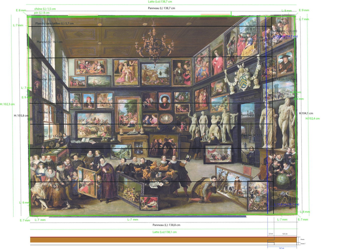Willem van Haecht, samenstelling van het paneel van De kunstkamer van Cornelis van der Geest, Rubenshuis, schema Aline Genbrugge Willem van Haecht, samenstelling van het paneel van De kunstkamer van Cornelis van der Geest, Rubenshuis, schema Aline Genbrugge