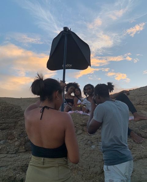 Behind the scenes at a promotional Xona Wines photoshoot